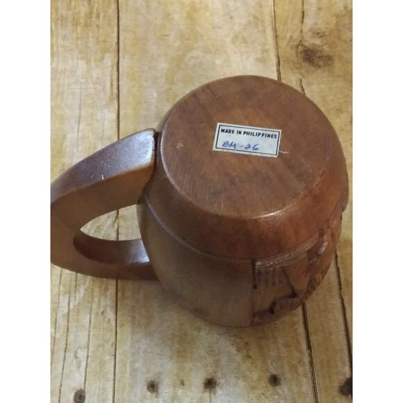 St. Thomas Carved Wooden Mug Vintage Island Souvenir Palm Trees Wood Mug (shelf) - Picture 8 of 8